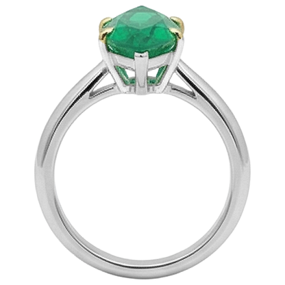 Natural Real ( Not Lab Grown ) Minimalist Green Emerald GIA Ring Solitaire Marquise Cut