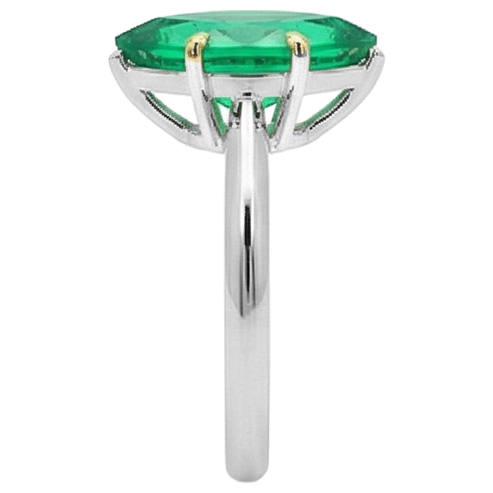Natural Real ( Not Lab Grown ) Minimalist Green Emerald GIA Ring Solitaire Marquise Cut