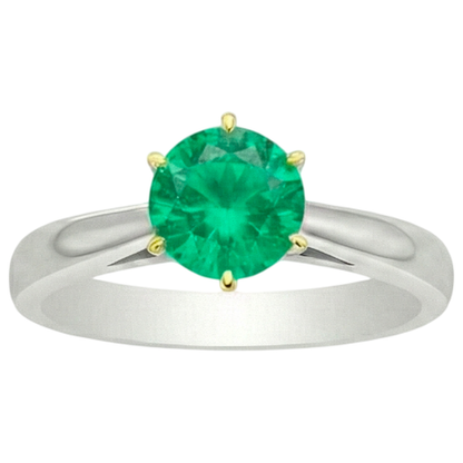 Natural Real ( Not Lab Grown ) Minimalist Green Emerald GIA Womens Ring