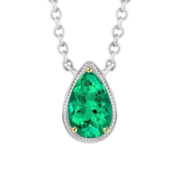Minimalist Green Emerald Pendant Solitaire Pear Cut