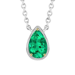 Natural Real ( Not Lab Grown ) Minimalist Green Emerald GIA Pendant Solitaire Pear Cut