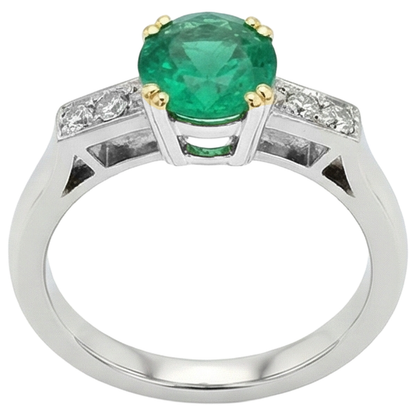 Natural Real ( Not Lab Grown ) Modern Anniversary Ring Green Emerald GIA Cathedral Setting