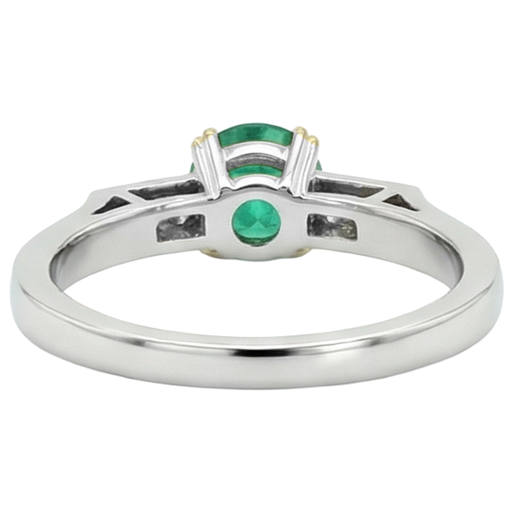 Natural Real ( Not Lab Grown ) Modern Anniversary Ring Green Emerald GIA Cathedral Setting