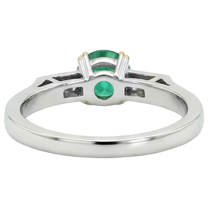 Natural Real ( Not Lab Grown ) Modern Anniversary Ring Green Emerald GIA Cathedral Setting