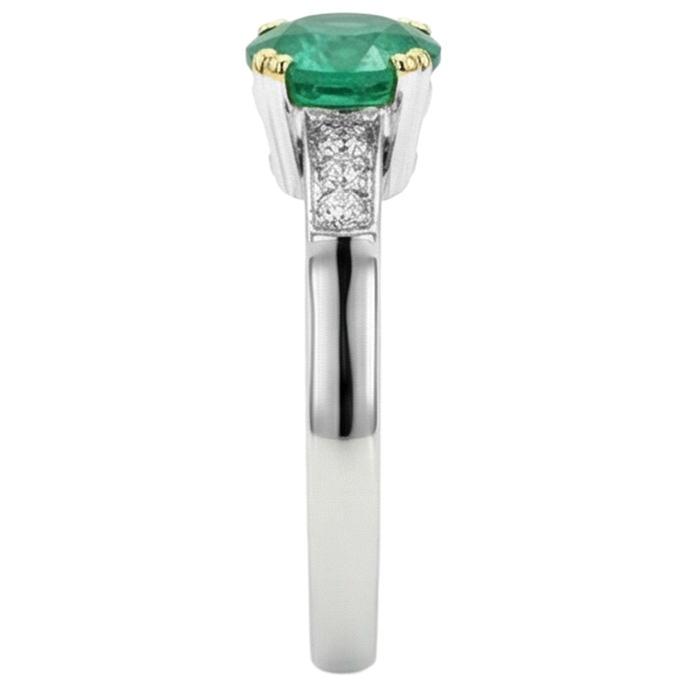 Natural Real ( Not Lab Grown ) Modern Anniversary Ring Green Emerald GIA Cathedral Setting