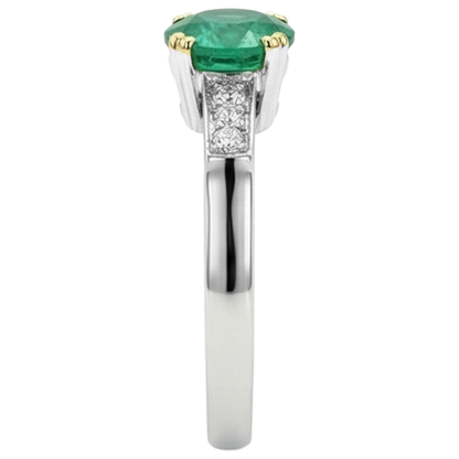 Natural Real ( Not Lab Grown ) Modern Anniversary Ring Green Emerald GIA Cathedral Setting