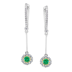 Modern Gemstone And Diamond Dangle Earrings Natural Green Emeralds