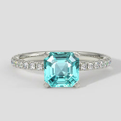 Modern Asscher Paraiba Tourmaline Ring
