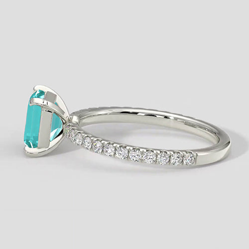 Modern Asscher Paraiba Tourmaline Ring