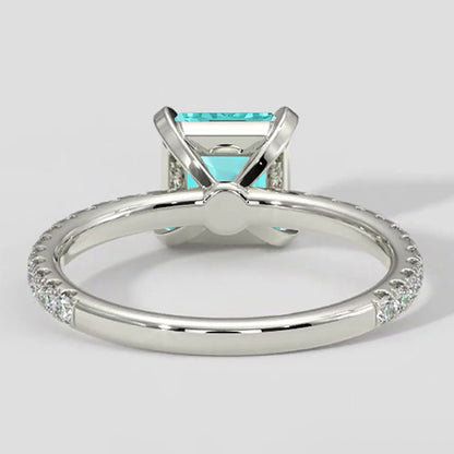Modern Asscher Paraiba Tourmaline Ring