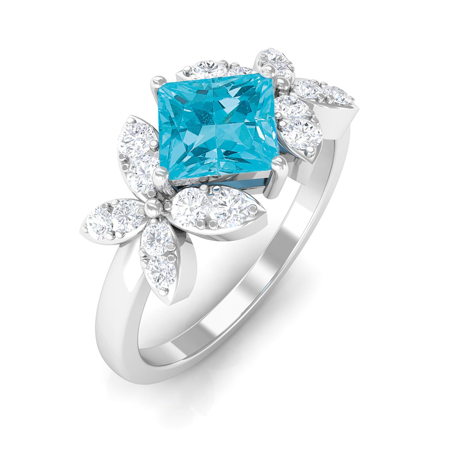 Modern Floral Paraiba Cocktail Ring
