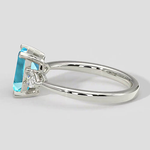 Modern Paraiba Tourmaline Ring Emerald Cut