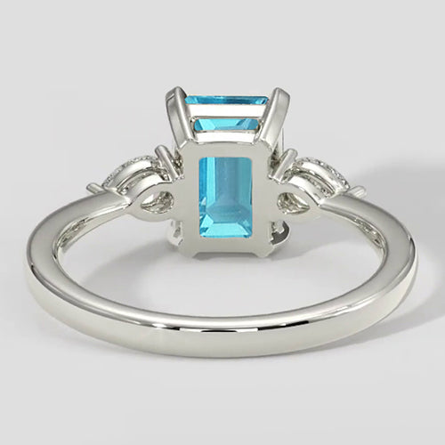 Modern Paraiba Tourmaline Ring Emerald Cut