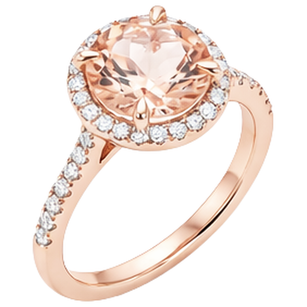 natural round morganite 11.50ct ring top view
