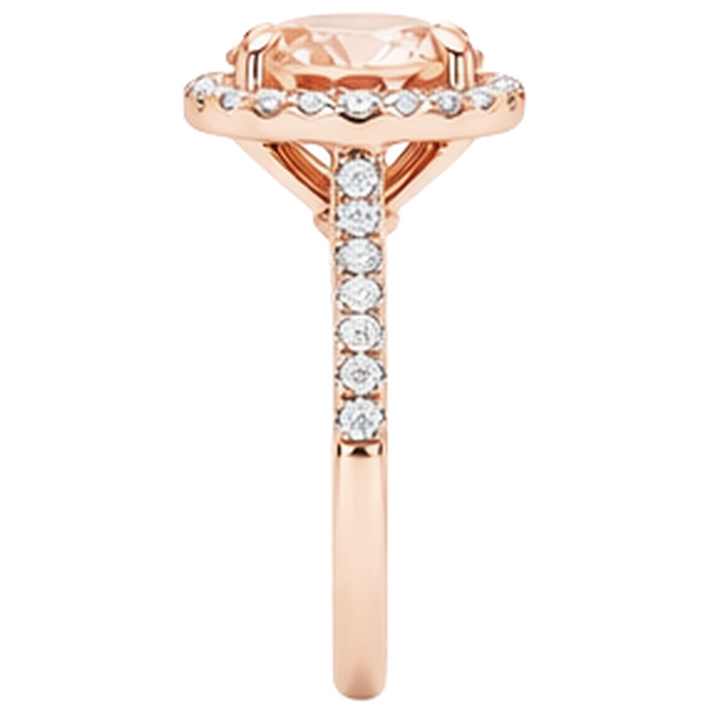 natural round morganite 11.50ct ring profile view