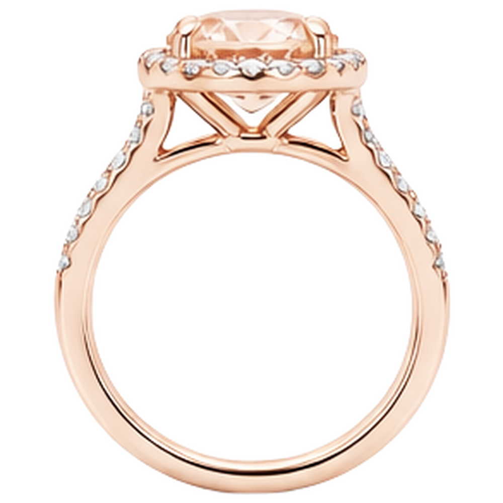 natural round morganite 11.50ct ring on white background
