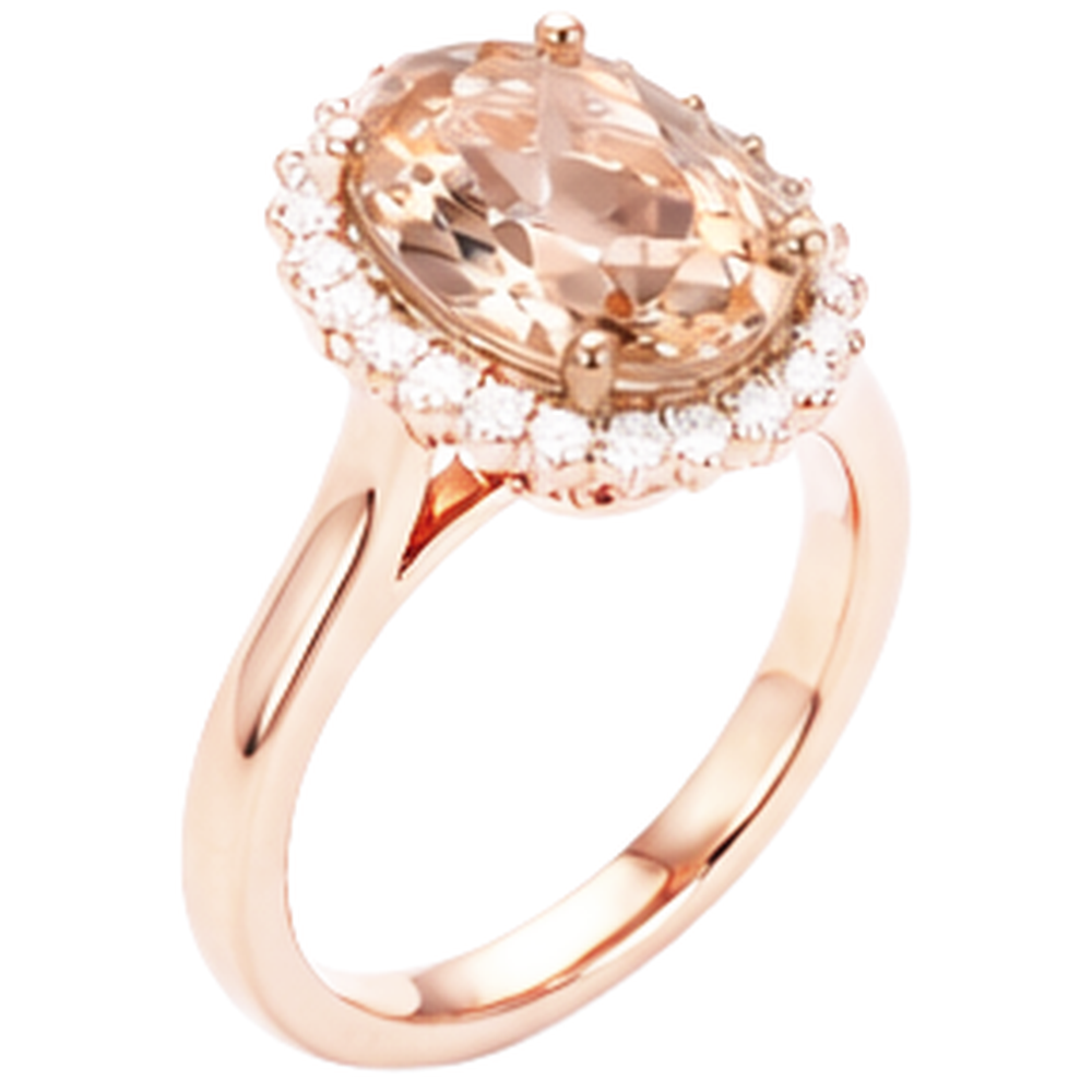 Morganite With Natural Earth Mined Diamonds 11.75 Carats Wedding Ring Rose Gold 14K New