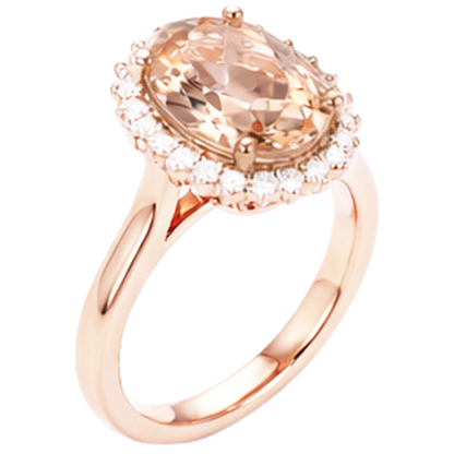 Morganite With Natural Earth Mined Diamonds 11.75 Carats Wedding Ring Rose Gold 14K New