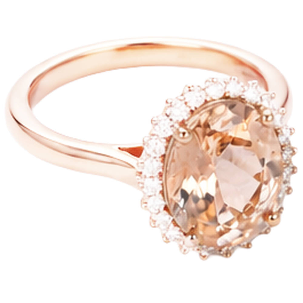 Morganite With Natural Earth Mined Diamonds 11.75 Carats Wedding Ring Rose Gold 14K New
