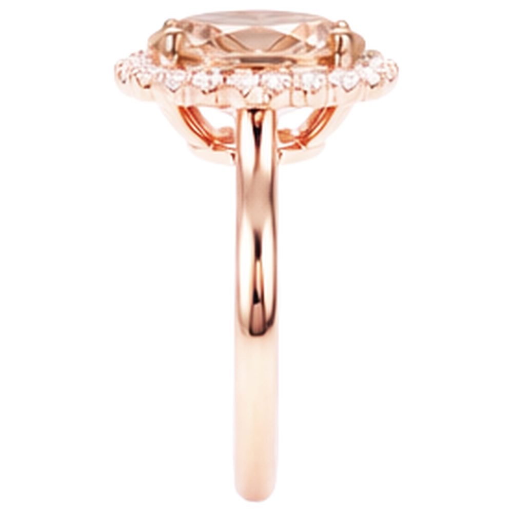 Morganite With Natural Earth Mined Diamonds 11.75 Carats Wedding Ring Rose Gold 14K New