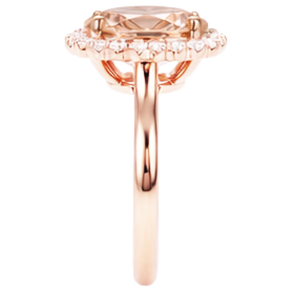 Morganite With Natural Earth Mined Diamonds 11.75 Carats Wedding Ring Rose Gold 14K New