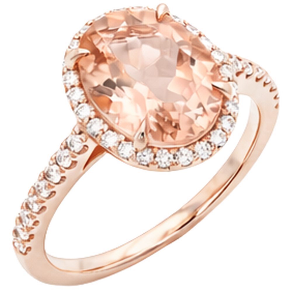 Morganite With Natural Earth Mined Diamonds 27.50 Carats Ring Rose Gold 14K
