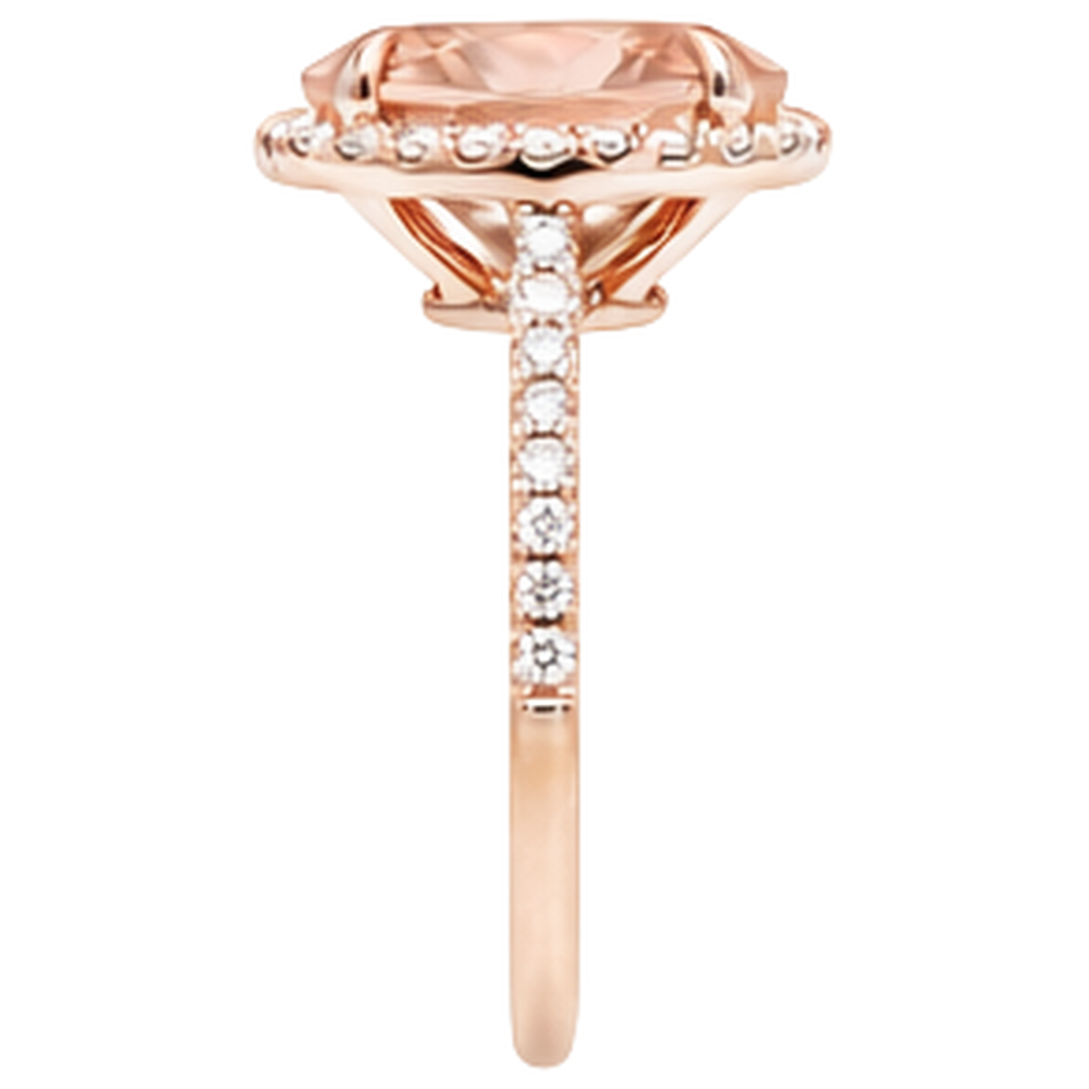 Morganite With Natural Earth Mined Diamonds 27.50 Carats Ring Rose Gold 14K