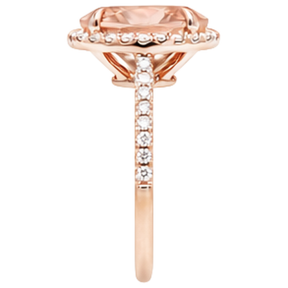 Morganite With Natural Earth Mined Diamonds 27.50 Carats Ring Rose Gold 14K