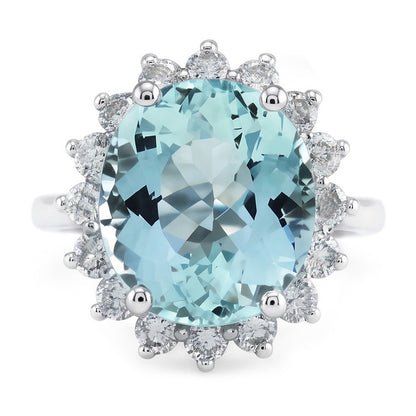 Natural Aquamarine Ring 11.50ct - White Gold 14K