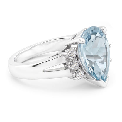 Natural Aquamarine Ring 13.25ct - White Gold 14K