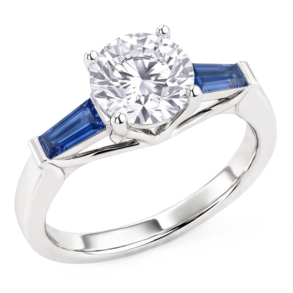Natural Blue Sapphire Diamond Ring 3.20 Ct. 3 Stone Old Miner