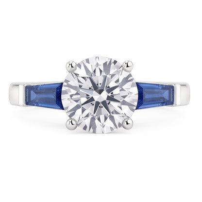 Natural Blue Sapphire Diamond Ring 3.20 Ct. 3 Stone Old Miner