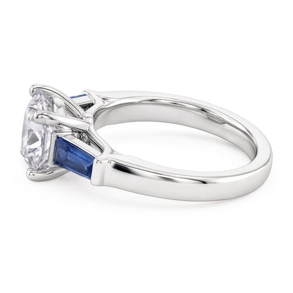 Natural Blue Sapphire Diamond Ring 3.20 Ct. 3 Stone Old Miner