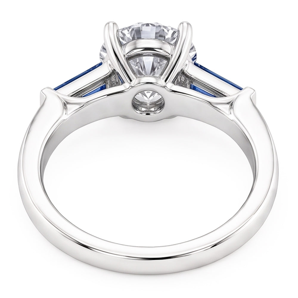 Natural Blue Sapphire Diamond Ring 3.20 Ct. 3 Stone Old Miner