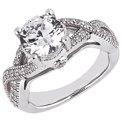 Natural Diamond Ring 1.87ct - White Gold 14K