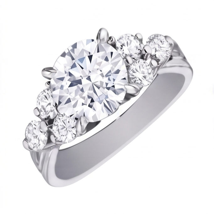Natural Diamond Ring 2.60ct - White Gold 14K