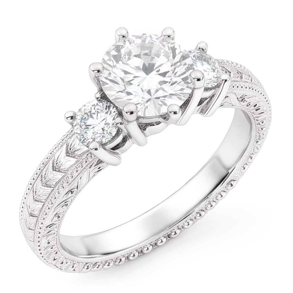 Natural Diamond Ring 3.20ct - White Gold 14K