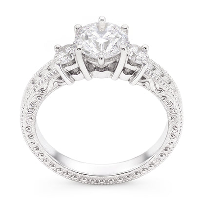 Natural Diamond Ring 3.20ct - White Gold 14K