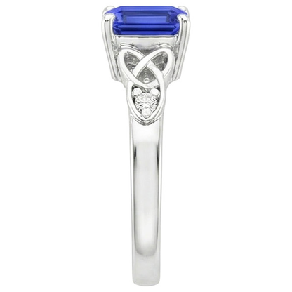 Natural Earth Mined Diamond 3 Stone Ring Emerald Blue Sapphire Vintage Style 3.25 Carats