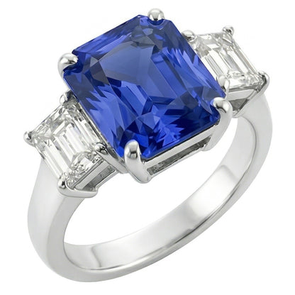 Natural Earth Mined Diamond 3 Stone Ring Radiant Sapphire & Emerald Shaped 3.50 Carats