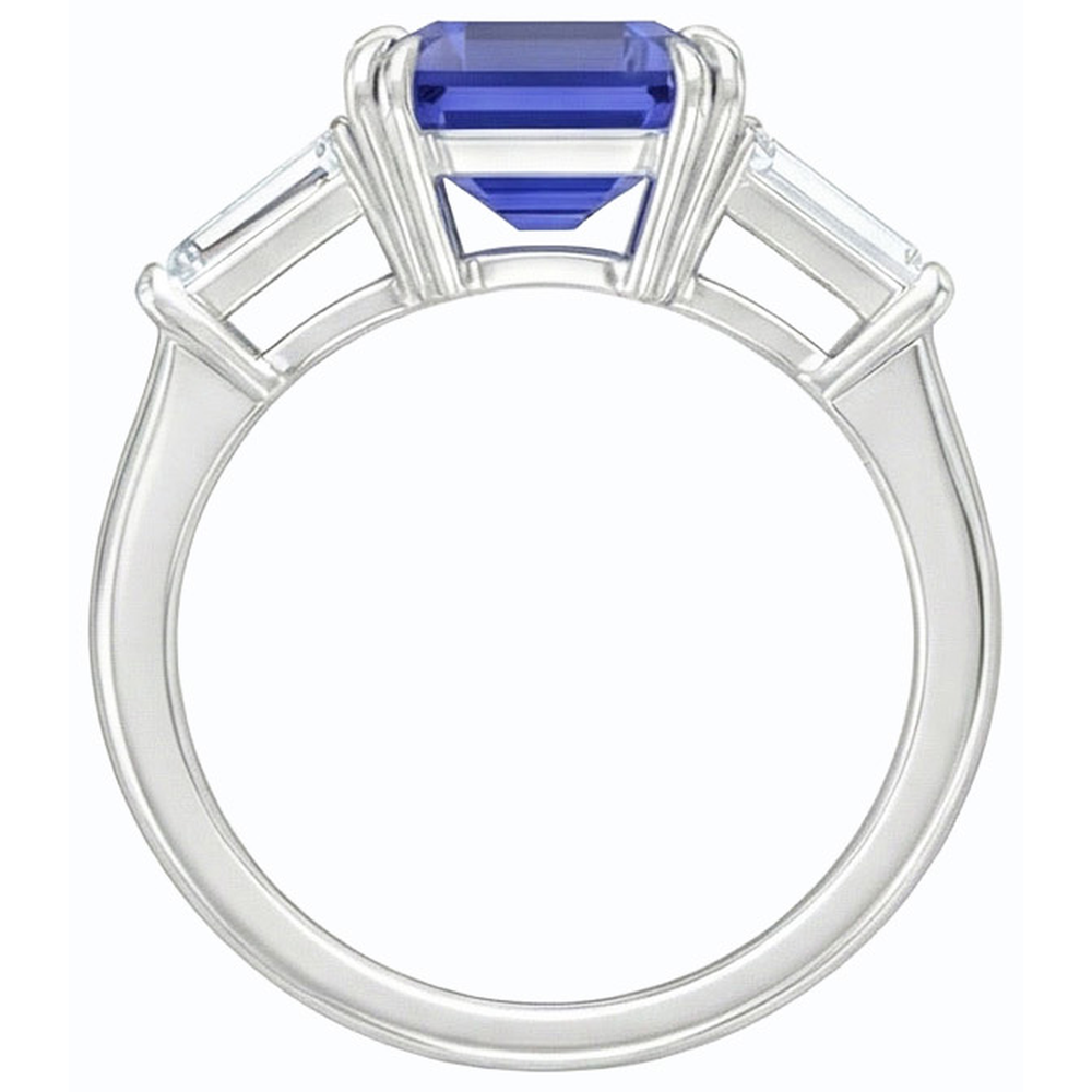 Natural Earth Mined Diamond 3 Stone Wedding Ring Emerald Ceylon Sapphire 3.50 Carats