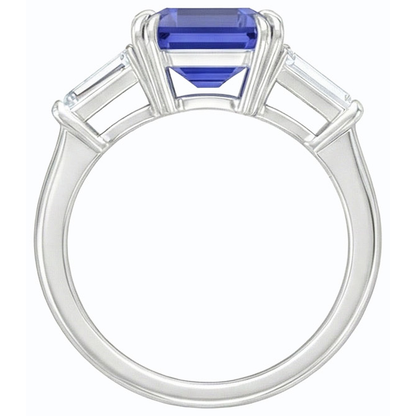 Natural Earth Mined Diamond 3 Stone Wedding Ring Emerald Ceylon Sapphire 3.50 Carats