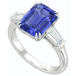 Natural Earth Mined Diamond 3 Stone Wedding Ring Emerald Ceylon Sapphire 3.50 Carats