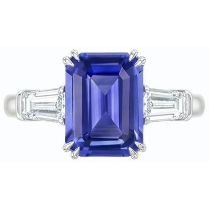 Natural Earth Mined Diamond 3 Stone Wedding Ring Emerald Ceylon Sapphire 3.50 Carats