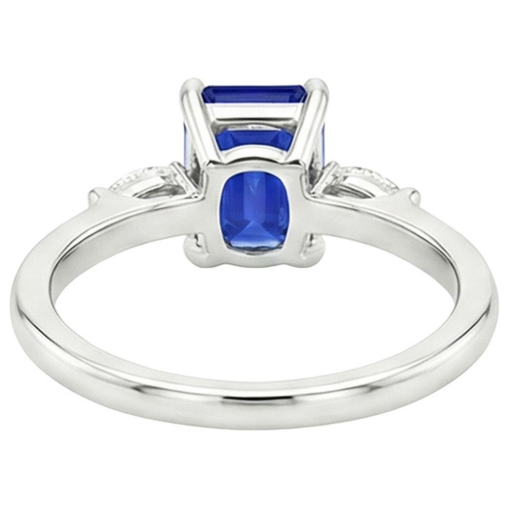Natural Earth Mined Diamond 3 Stones Ring Emerald Ceylon Sapphire 3.50 Carats
