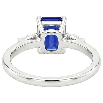 Natural Earth Mined Diamond 3 Stones Ring Emerald Ceylon Sapphire 3.50 Carats
