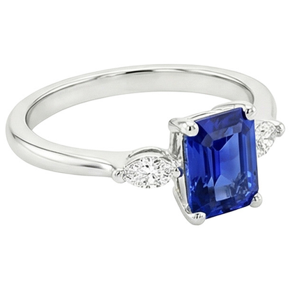 Natural Earth Mined Diamond 3 Stones Ring Emerald Ceylon Sapphire 3.50 Carats