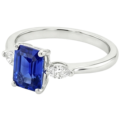 Natural Earth Mined Diamond 3 Stones Ring Emerald Ceylon Sapphire 3.50 Carats