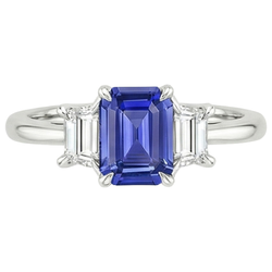 Natural Earth Mined Diamond 3 Stones Ring Emerald Ceylon Sapphire & 3.50 Carats