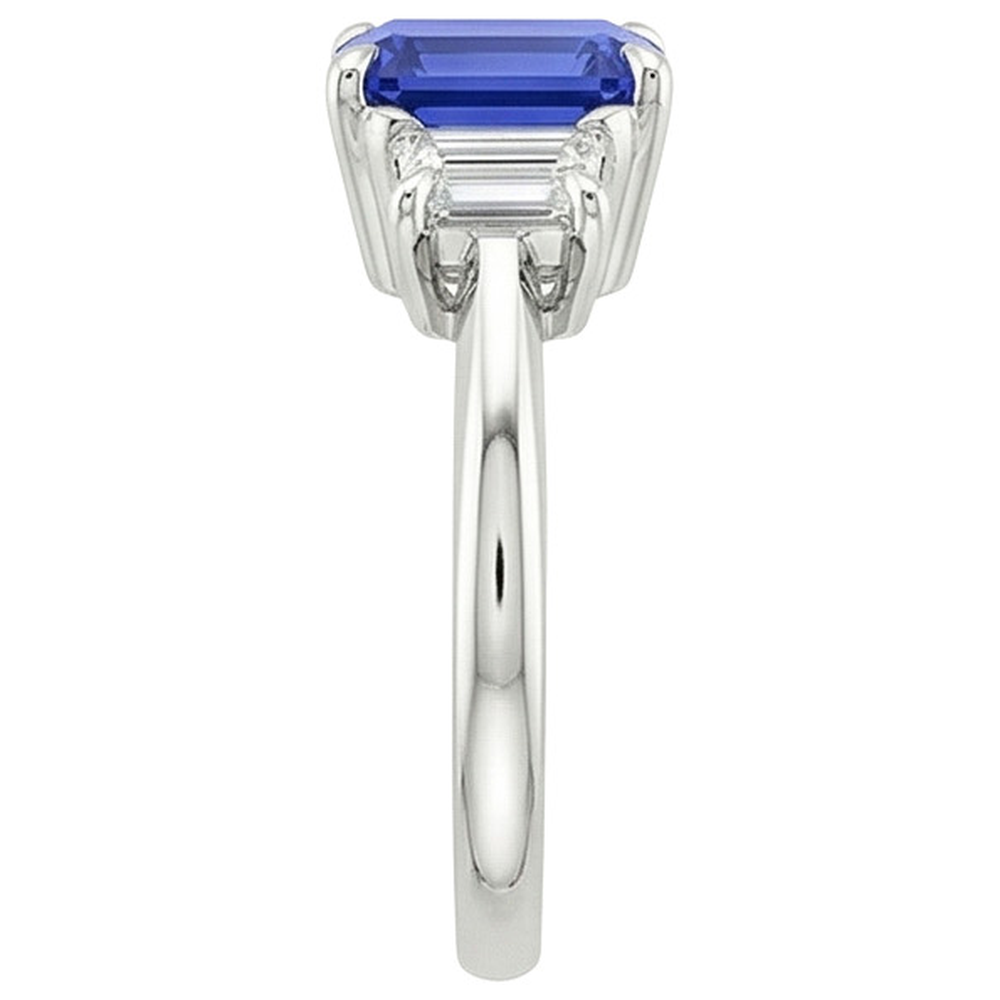 Natural Earth Mined Diamond 3 Stones Ring Emerald Ceylon Sapphire & 3.50 Carats